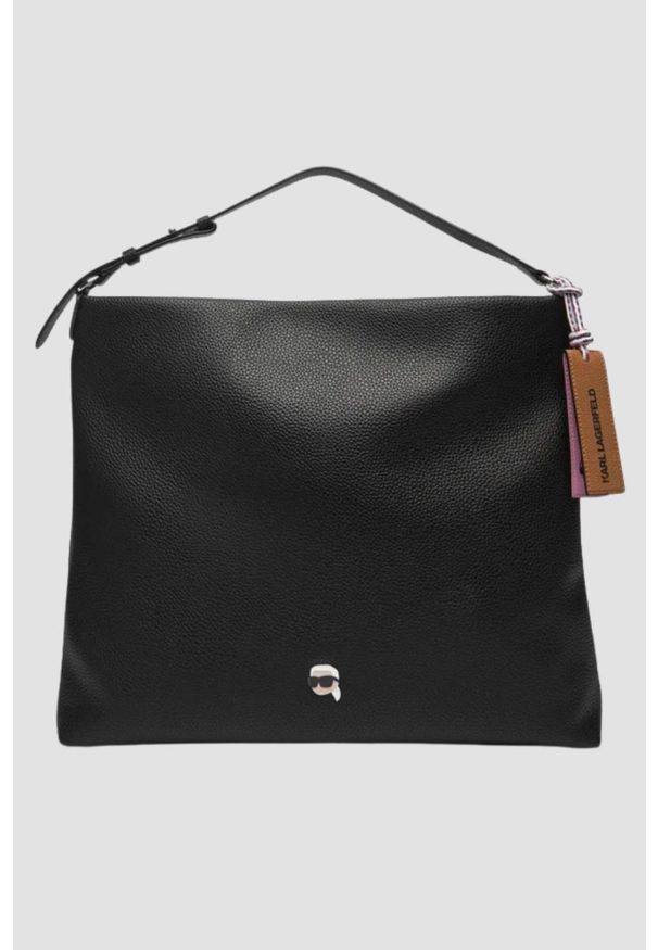 Karl Lagerfeld - KARL LAGERFELD Czarna shopperka damska Ikon Pebble Hobo. Kolor: czarny. Styl: casual, elegancki