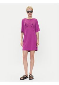Emporio Armani Sukienka codzienna EW000618 AF12187 UA227 Różowy Loose Fit. Okazja: na co dzień. Kolor: różowy. Materiał: wiskoza. Typ sukienki: proste. Styl: casual #2