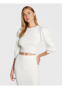Glamorous Sweter CK5871 Biały Regular Fit. Kolor: biały. Materiał: wiskoza