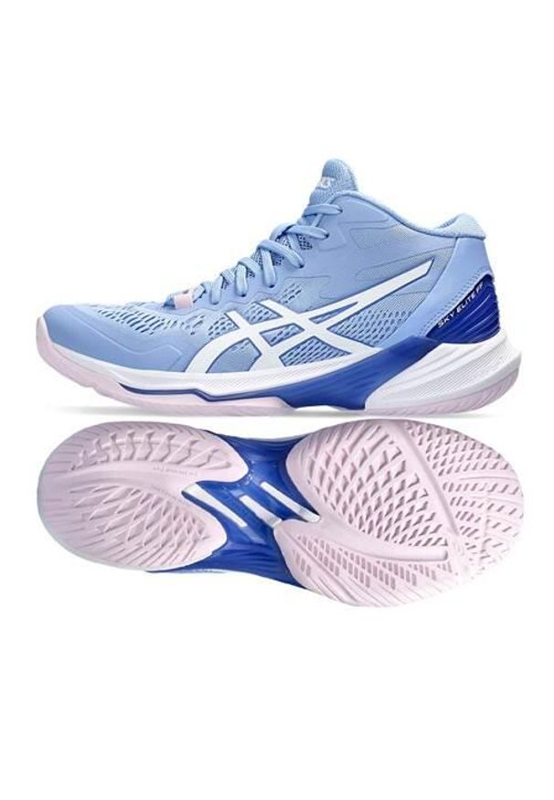 Buty siatkarskie męskie Asics Sky Elite Ff Mt 2. Zapięcie: sznurówki. Kolor: wielokolorowy, niebieski. Materiał: guma, materiał, syntetyk, tkanina. Szerokość cholewki: normalna