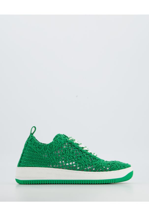 Venezia - ZIELONE SNEAKERSY Z MATERIAŁU RMS-175S GREEN. Kolor: zielony. Materiał: materiał. Obcas: na obcasie. Wysokość obcasa: średni