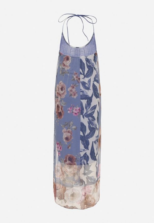 Born2be - Niebieska Siateczkowa Sukienka z Wiskozą w Kwiatowy Wzór Izaleira. Okazja: na imprezę, na co dzień. Kolor: niebieski. Materiał: wiskoza. Wzór: kwiaty. Sezon: lato. Styl: casual, elegancki