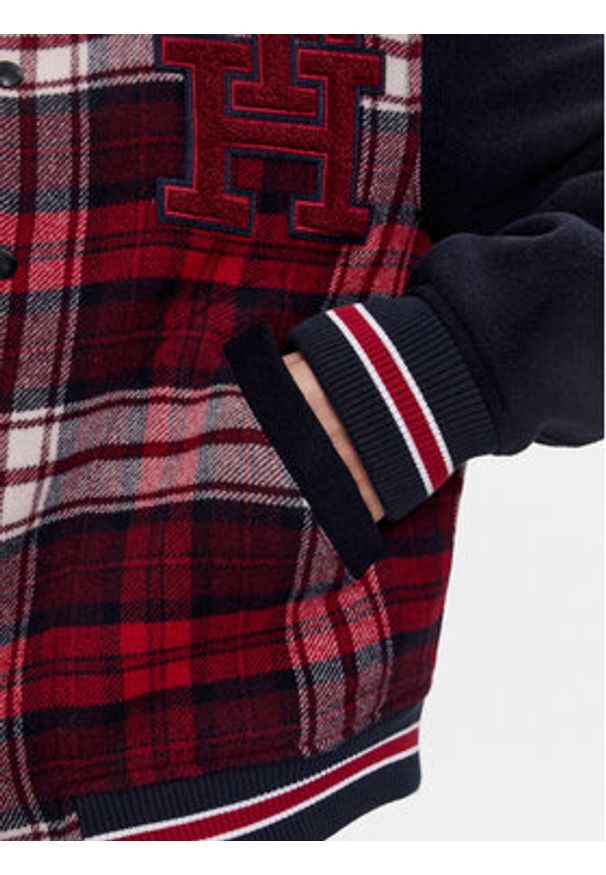 TOMMY HILFIGER - Tommy Hilfiger Kurtka bomber Varsity MW0MW34023 Czerwony Regular Fit. Kolor: czerwony. Materiał: wełna