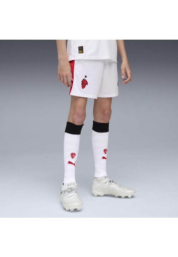 Puma - Młodzieżowe szorty AC Milan 25/26 PUMA White For All Time Red. Kolor: czerwony, biały, wielokolorowy. Materiał: tkanina. Sport: piłka nożna
