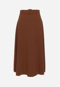 Born2be - Brązowa Gładka Spódnica Maxi z Gumką w Pasie i Klamrą Orirsa. Kolor: brązowy. Wzór: gładki. Styl: elegancki #5