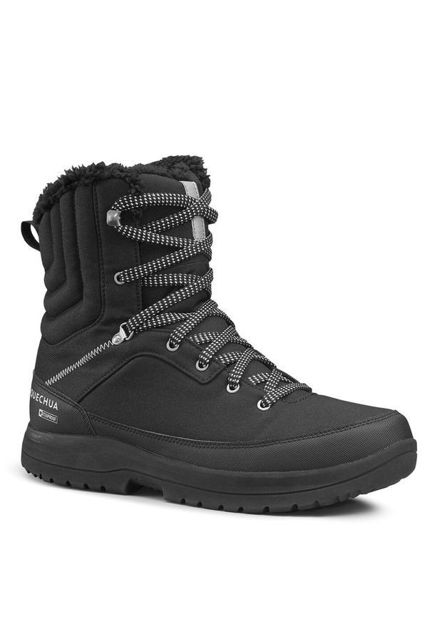 quechua - Buty turystyczne męskie Quechua NH100 Mid wodoodporne. Wysokość cholewki: przed kolano. Kolor: czarny. Materiał: materiał. Szerokość cholewki: normalna. Sezon: zima. Sport: turystyka piesza
