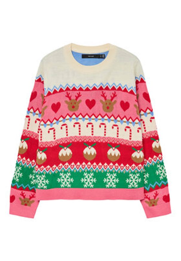 Vero Moda Sweter New Christmas 10334011 Kolorowy Regular Fit. Materiał: syntetyk. Wzór: kolorowy