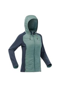 quechua - Bluza turystyczna damska Quechua NH500 hybrydowa. Kolor: zielony, niebieski, wielokolorowy. Materiał: tkanina, materiał