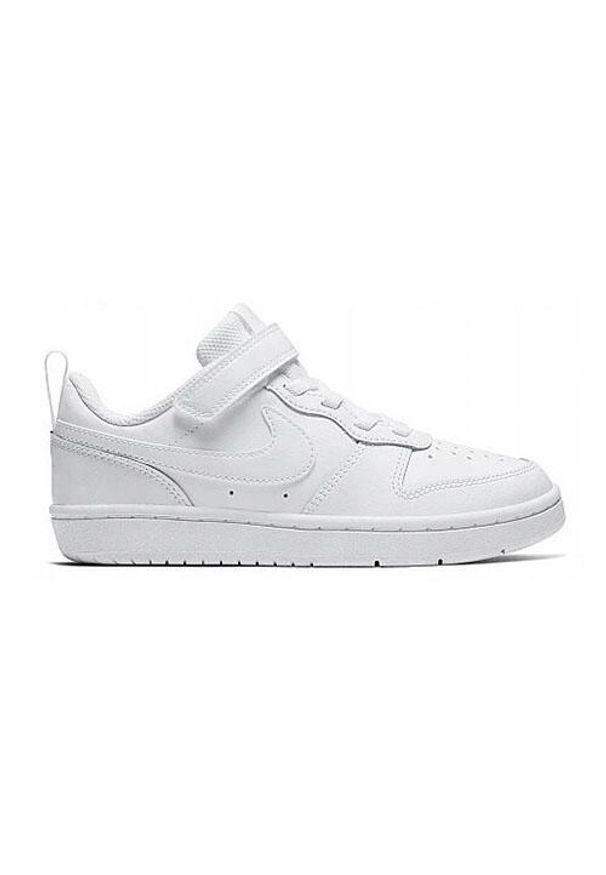 Buty Dziecięce Nike Court Borough Low 2 (PSV). Okazja: na co dzień. Zapięcie: rzepy. Kolor: biały. Materiał: skóra. Model: Nike Court. Sport: turystyka piesza