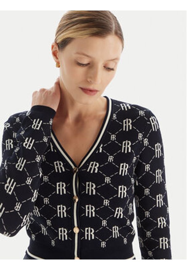 Fracomina Kardigan FR25WT8036K414F8 Granatowy Regular Fit. Kolor: niebieski. Materiał: syntetyk