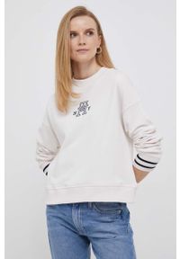 TOMMY HILFIGER - Tommy Hilfiger bluza bawełniana damska kolor beżowy melanżowa. Kolor: beżowy. Materiał: bawełna. Wzór: melanż. Styl: klasyczny