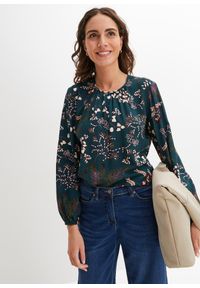 bonprix - Bluzka ze zrównoważonej wiskozy. Kolor: zielony. Materiał: wiskoza. Wzór: nadruk #1