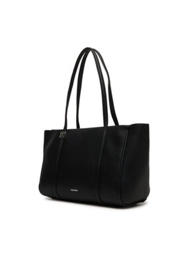 Calvin Klein Torebka Emblem Hw Pebble Tote LV04F3424G Czarny. Kolor: czarny. Materiał: skórzane