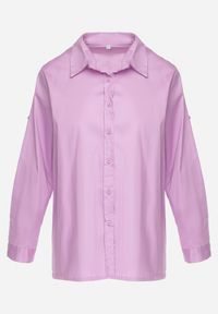 Born2be - Fioletowa Klasyczna Koszula z Bawełny Oversize Heriadie. Kolor: fioletowy. Materiał: bawełna. Styl: klasyczny #3