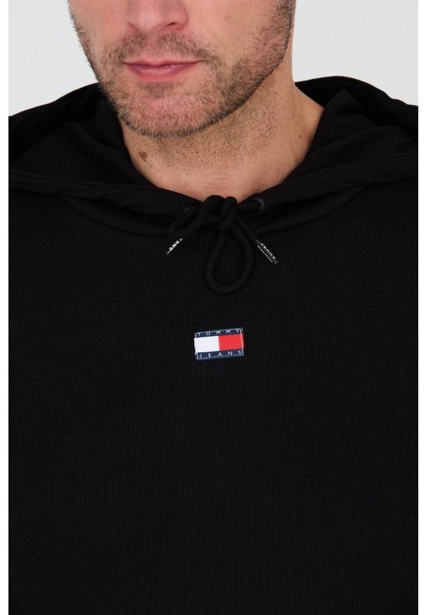 Tommy Jeans - TOMMY JEANS Czarna męska bluza z kapturem, Rozmiar S. Typ kołnierza: kaptur. Kolor: czarny
