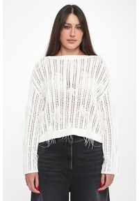 Twinset Milano - Sweter damski ażurowy z piórkami TWINSET. Wzór: ażurowy #5