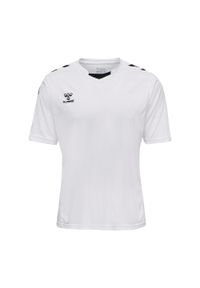 Koszulka piłkarska z krótkim rękawem męska Hummel Core XK Poly Jersey S/S. Kolor: biały. Materiał: jersey. Długość rękawa: krótki rękaw. Długość: krótkie. Sport: piłka nożna