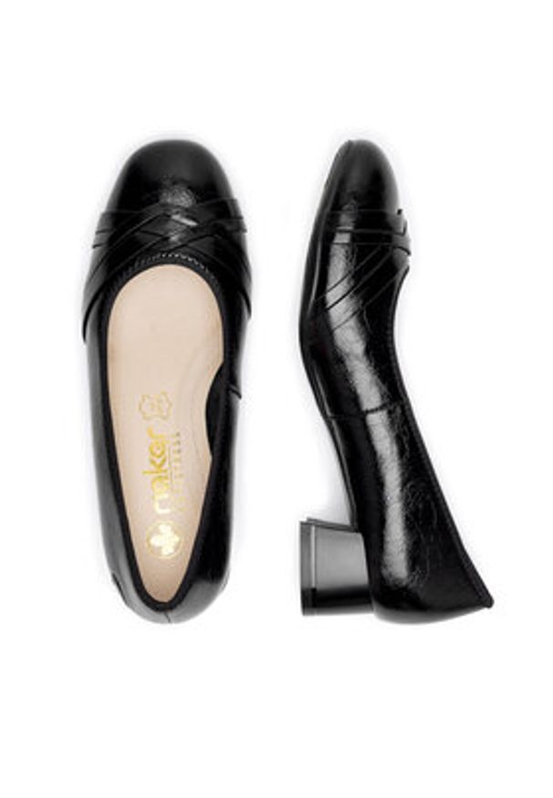 Rieker Czółenka 45068-00 Czarny. Kolor: czarny. Materiał: materiał