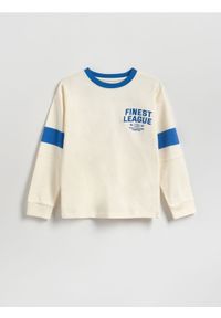 Reserved - Bawełniany longsleeve - złamana biel. Materiał: bawełna. Długość rękawa: długi rękaw #1