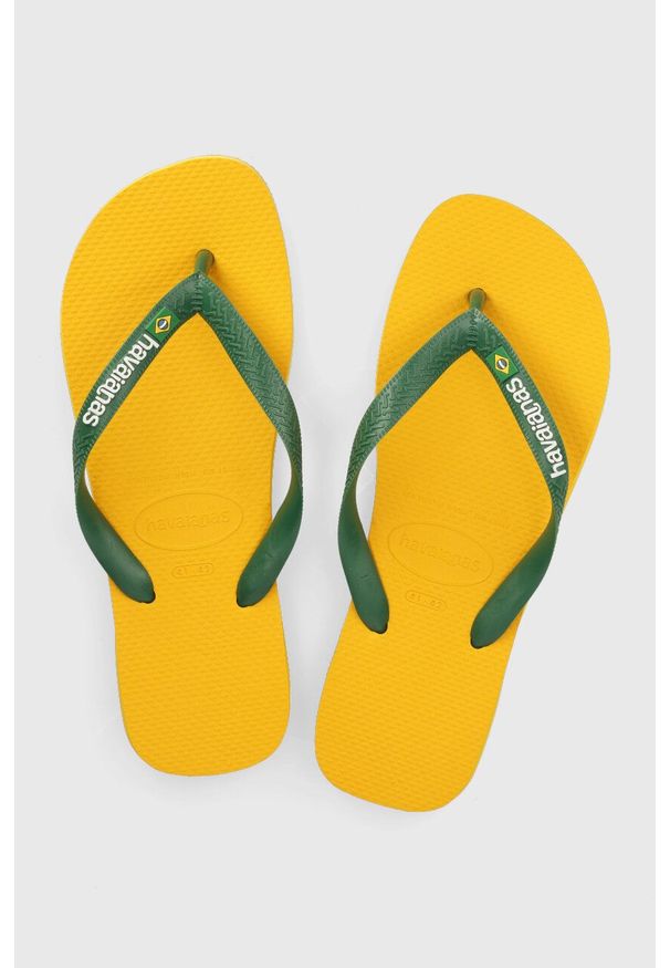 Havaianas japonki BRASIL LOGO kolor żółty 4110850.1740. Kolor: żółty. Materiał: materiał, guma. Wzór: gładki