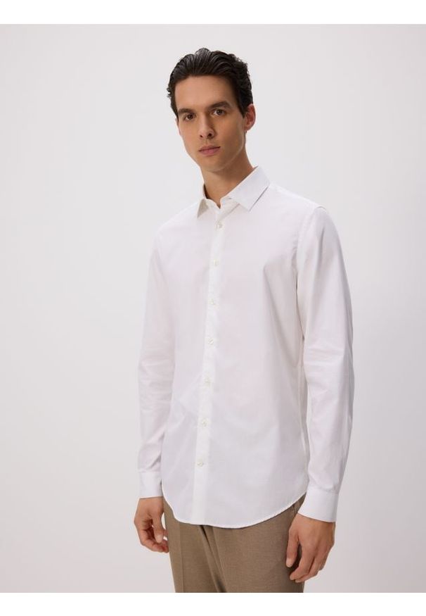 Reserved - Koszula slim z bawełny egipskiej - biały. Kolor: biały. Materiał: bawełna