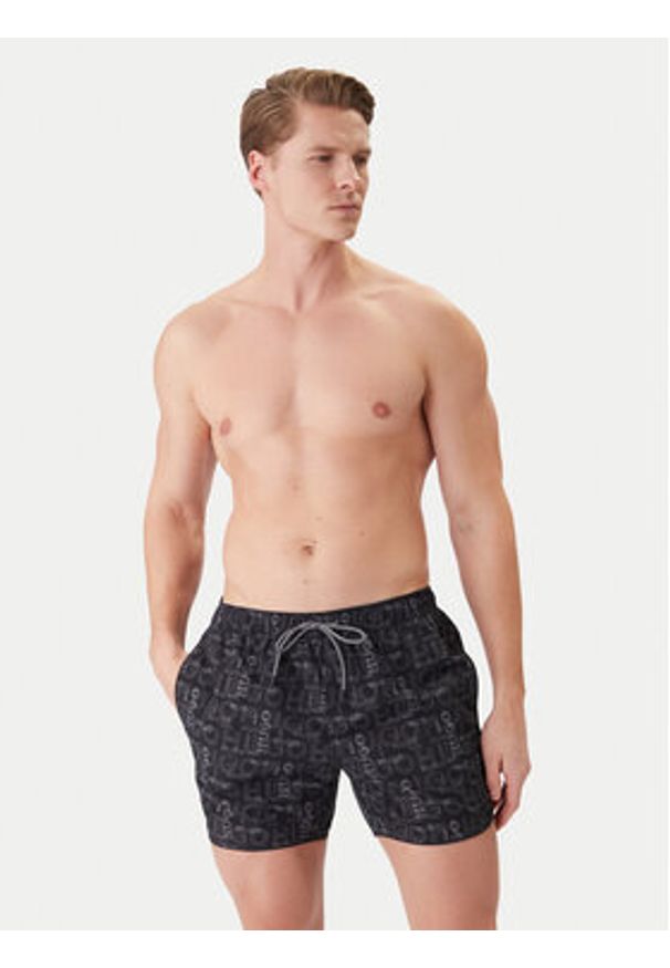 Hugo - HUGO Szorty kąpielowe Rik 50533795 Szary Regular Fit. Kolor: szary. Materiał: syntetyk