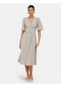 only - ONLY Sukienka codzienna Tizana 15373535 Beżowy Regular Fit. Okazja: na co dzień. Kolor: beżowy. Materiał: bawełna. Typ sukienki: proste. Styl: casual #1