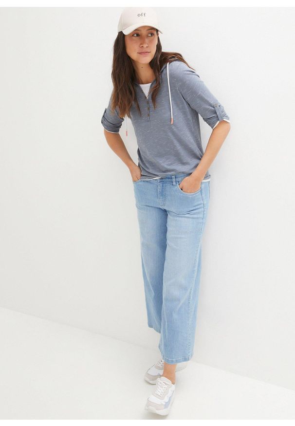 bonprix - Bluzka z kapturem. Typ kołnierza: kaptur. Kolor: niebieski