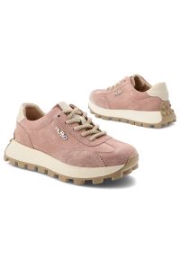 Sneakersy damskie Filippo, cholewka skóra naturalna zamszowa sznurowanie klasyczny niski fason kontrastowe wstawki przy pięcie masywna podeszwa, różo. Okazja: na co dzień. Zapięcie: sznurówki. Kolor: różowy. Materiał: zamsz, skóra. Szerokość cholewki: normalna #5