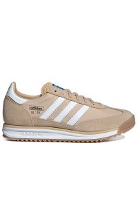 Adidas - Buty męskie adidas Originals SL RS 72 JQ9554 - beżowe. Okazja: na uczelnię. Zapięcie: pasek. Kolor: beżowy. Materiał: guma, zamsz, nylon. Szerokość cholewki: normalna. Wzór: aplikacja, paski. Sezon: lato
