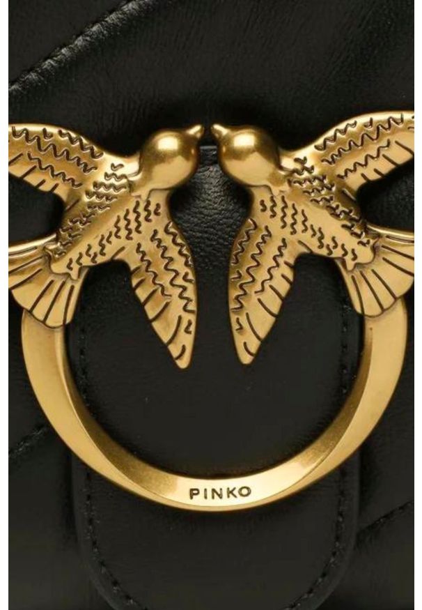 Pinko - PINKO Czarna torebka damska Love Puff Mini CL. Kolor: czarny. Materiał: pikowane. Styl: casual, elegancki, klasyczny