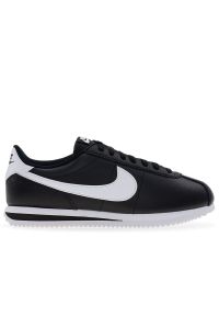 Buty męskie Nike Cortez Leather DM4044-001 - czarne. Kolor: czarny. Materiał: skóra, materiał, guma. Szerokość cholewki: normalna. Wzór: jodełka. Model: Nike Cortez #1