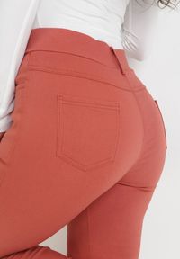 Born2be - Pomarańczowe Spodnie Skinny z Wysokim Stanem Ninga. Stan: podwyższony. Kolor: pomarańczowy