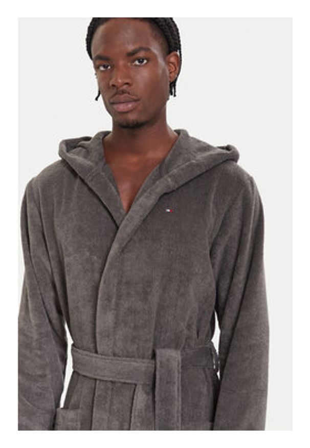 TOMMY HILFIGER - Tommy Hilfiger Szlafrok Icon Hooded Bathrobe 2S87905573 Szary. Kolor: szary. Materiał: bawełna