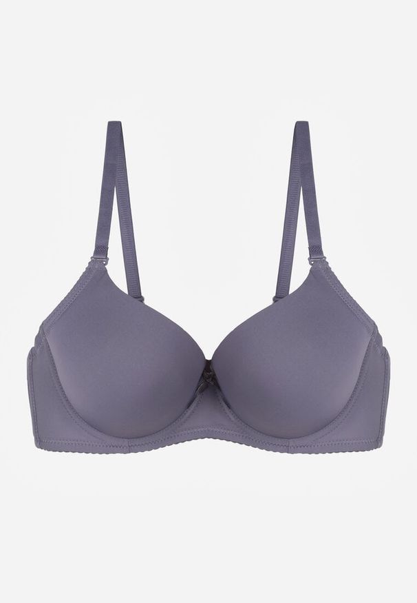 Renee - Granatowy Gładki Biustonosz o Klasycznym Fasonie Arriethia. Kolor: niebieski. Wzór: gładki