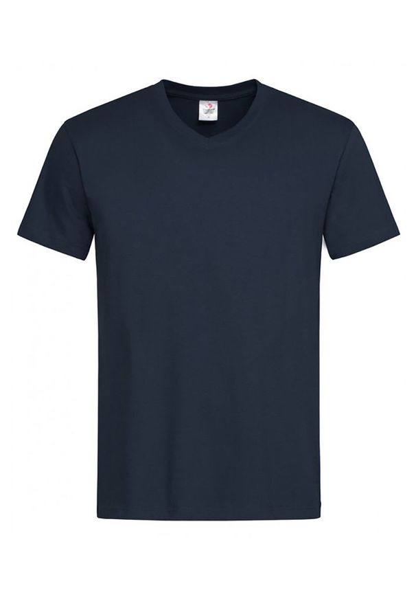 Niebieski t-shirt Stedman z krótkim rękawem, na co dzień, casualowy, krótki