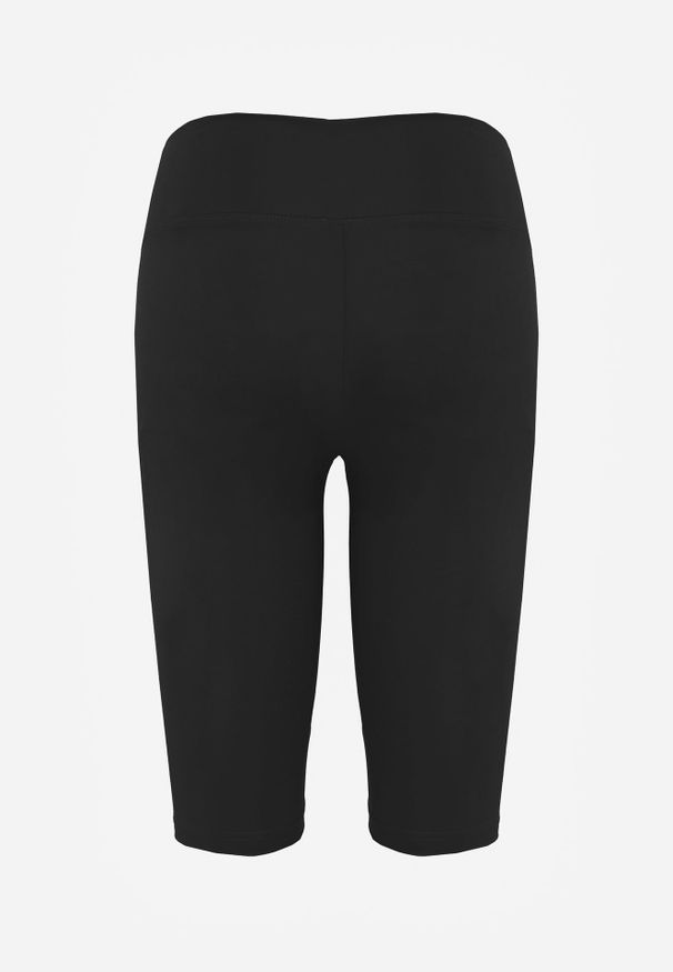 Renee - Czarne Szorty Bikery High Waist z Wyszczuplającym Pasem Briarrose. Okazja: na co dzień. Stan: podwyższony. Kolor: czarny. Materiał: len. Styl: sportowy, casual