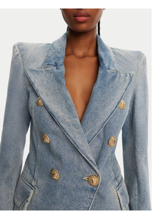 Balmain Marynarka DF0SI509DF17 Niebieski Regular Fit. Kolor: niebieski. Materiał: bawełna