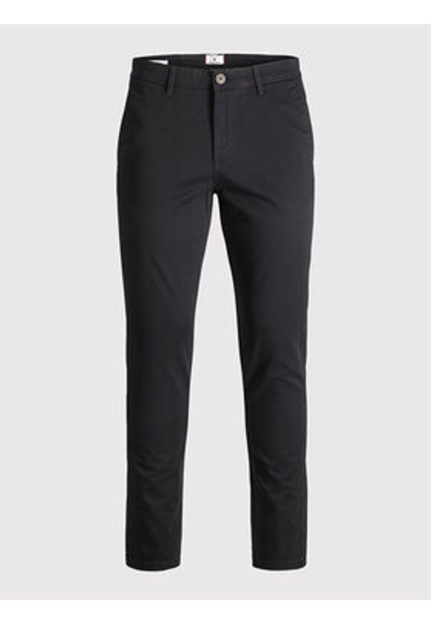 Jack & Jones Chinosy Marco 12150158 Czarny Slim Fit. Kolor: czarny. Materiał: bawełna