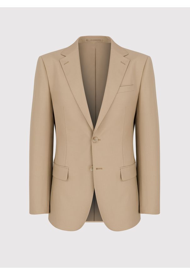 Pako Lorente - PAKO LORENTE – Beżowa garniturowa marynarka męska z wełną. Kolor: beżowy. Materiał: wełna. Styl: elegancki