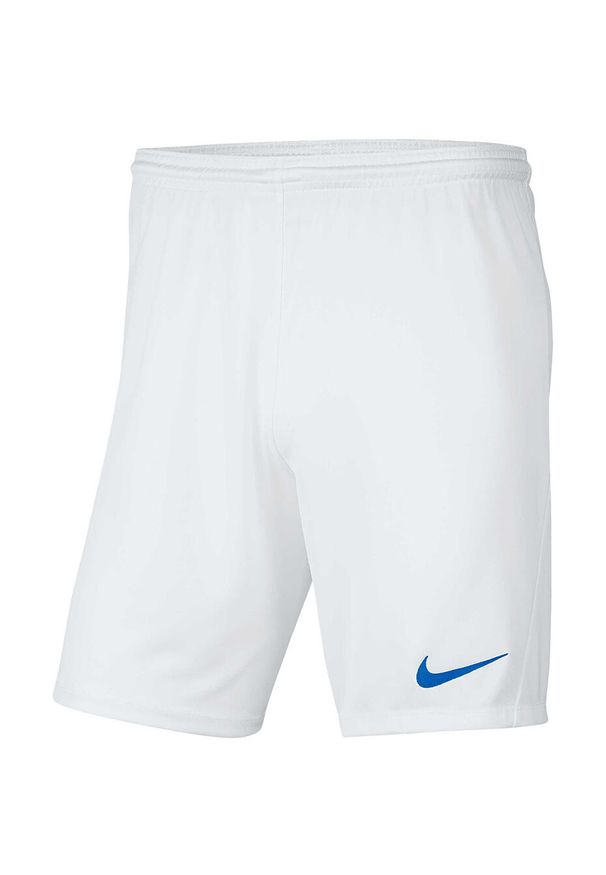 Spodenki piłkarskie męskie Nike Dry Park III treningowe szybkoschnące Dri Fit. Kolor: biały, wielokolorowy, niebieski. Technologia: Dri-Fit (Nike). Sport: piłka nożna