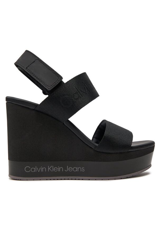 Calvin Klein Jeans Sandały Wedge Sandal Webbing In Mr YW0YW01360 Czarny. Kolor: czarny