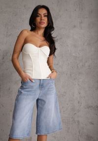 Renee - Niebieskie Szorty Jeansowe Bawełnine w Typie Jorts o Szerokim Kroju Savatai. Okazja: na co dzień. Kolor: niebieski. Materiał: jeans. Sezon: lato. Styl: casual, elegancki #4