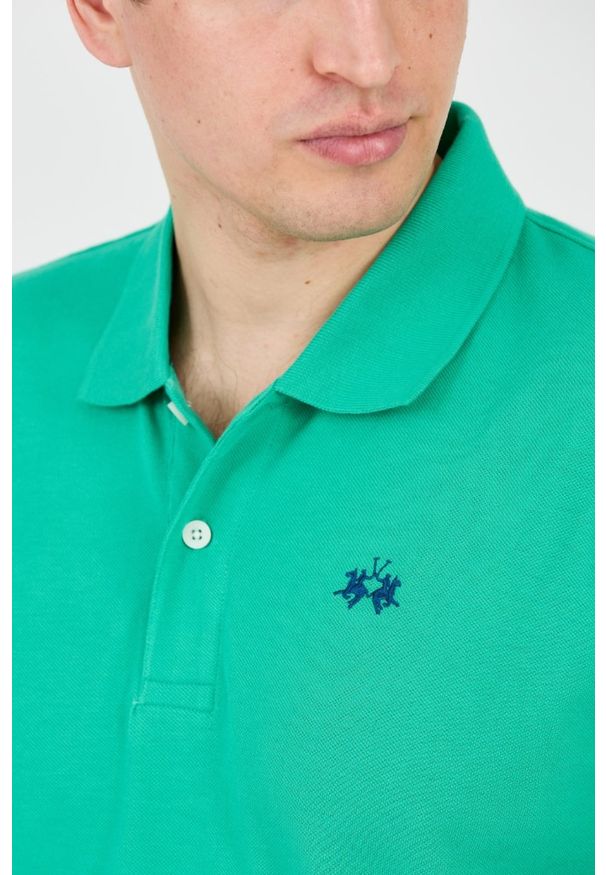 La Martina - LA MARTINA Zielone polo z małym logo. Typ kołnierza: polo. Kolor: zielony