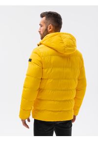 Ombre Clothing - Kurtka męska puchowa C519 - żółta - XL. Kolor: żółty. Materiał: puch. Wzór: jednolity, geometria. Sezon: zima. Styl: klasyczny #7