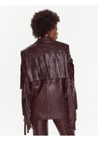 Remain Kurtka skórzana Leather Fringed RM2051 Bordowy Regular Fit. Kolor: czerwony. Materiał: skóra