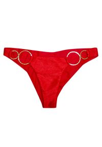 BEACH BUNNY - Dół od bikini Nadia Skimpy. Kolor: czerwony. Wzór: aplikacja #3
