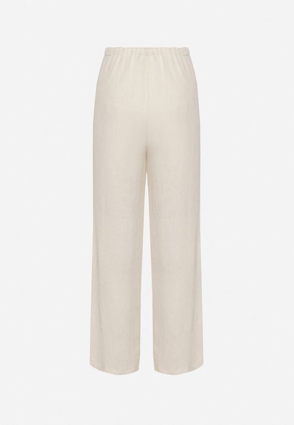 Born2be - Białe Szerokie Spodnie z Wiskozy z Wiązaniem w Talii Lilriz. Okazja: na co dzień. Kolor: biały. Materiał: wiskoza. Styl: elegancki, klasyczny, casual