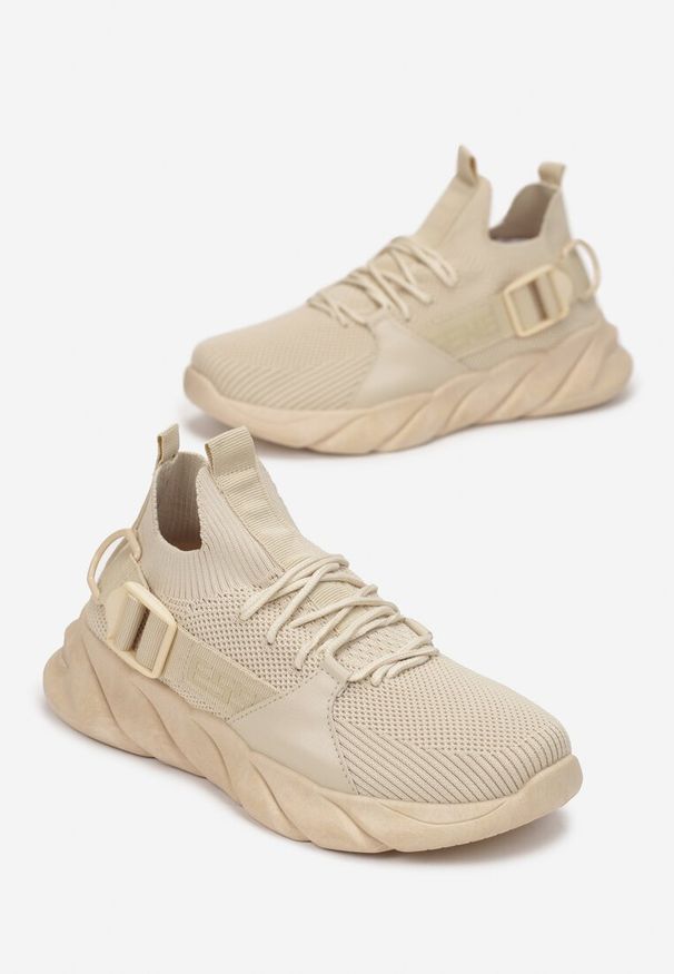 Born2be - Beżowe Buty Sportowe Ancan. Zapięcie: bez zapięcia. Kolor: beżowy. Materiał: materiał. Szerokość cholewki: normalna. Wzór: aplikacja, jednolity