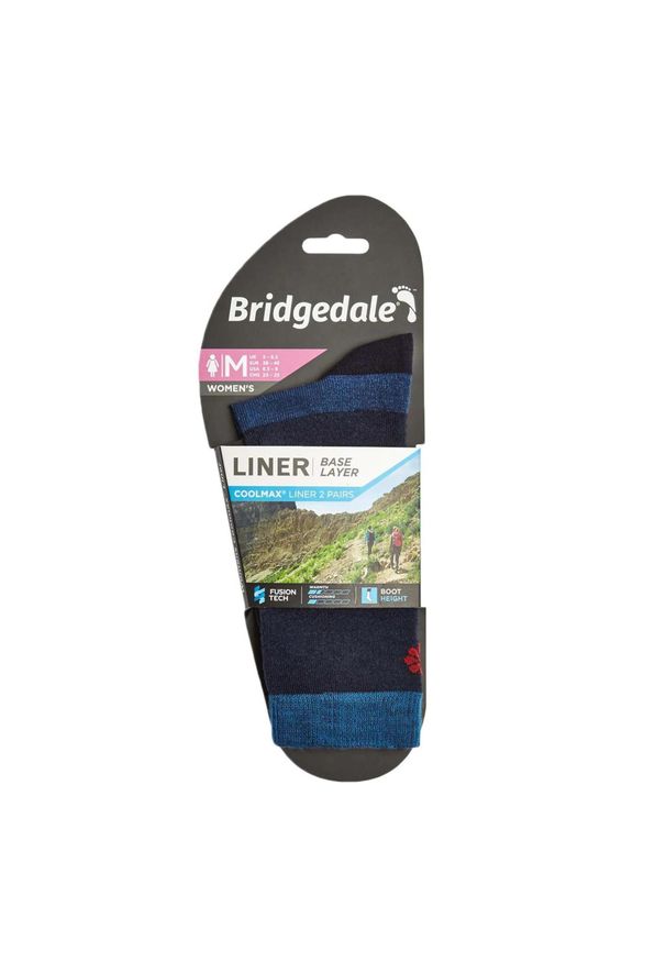 BRIDGEDALE - Skarpety do turystyki damskie Bridgedale LINER BL COOL 2 pary LD. Kolor: czarny, niebieski, wielokolorowy
